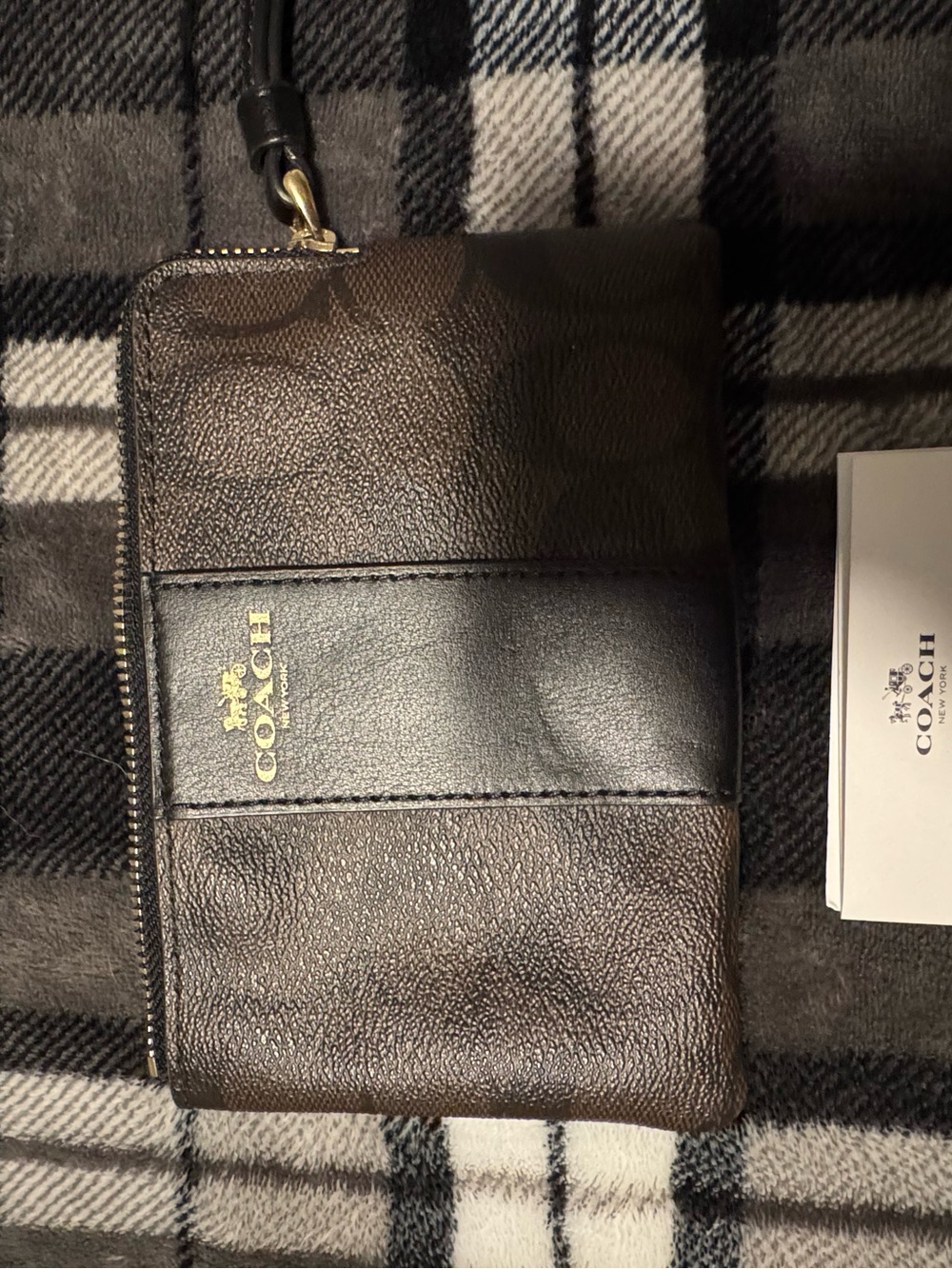 Coach Brown and Black Zip Wristlet